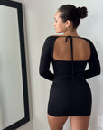 Black Long-Sleeve Mini Dress