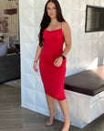 Rosy Red Midi Dress