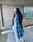 Plaid Longline Jacket | Green