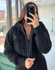 Black Crop Sherpa Jacket