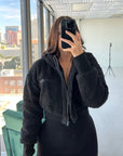 Black Crop Sherpa Jacket