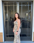 Leopard Cowl-Neck Maxi Dress