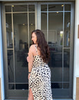 Leopard Cowl-Neck Maxi Dress